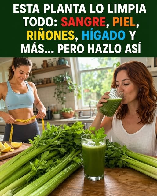 Persona bebiendo jugo de apio