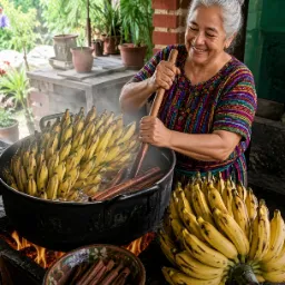 Plátano hervido con canela