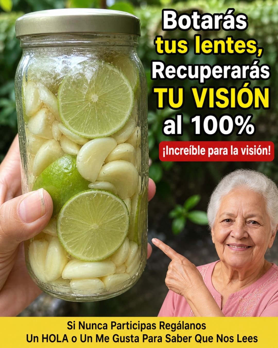 Frasco de vidrio con ajo y limón