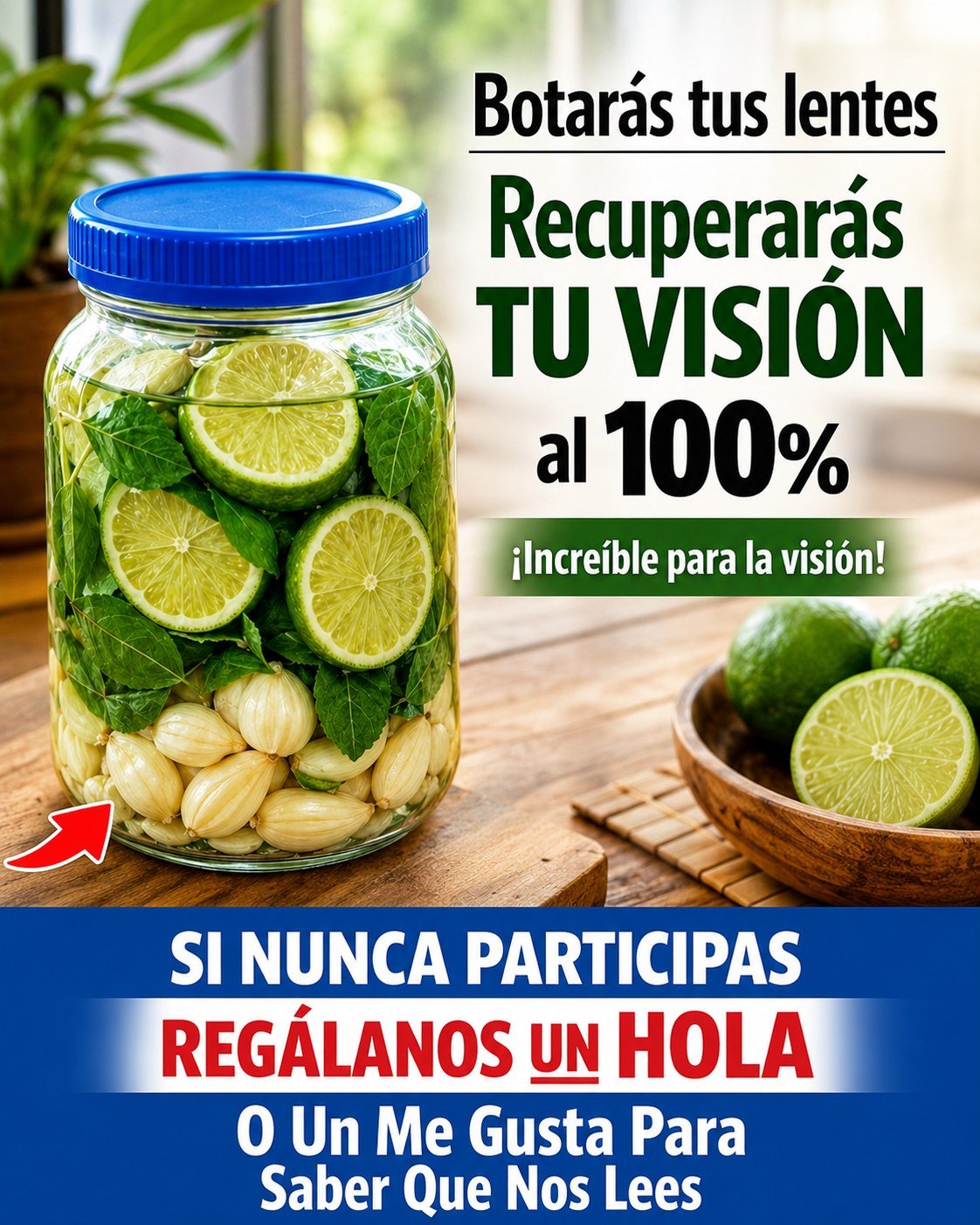Tarro de vidrio con limón, ajo y hojas de menta