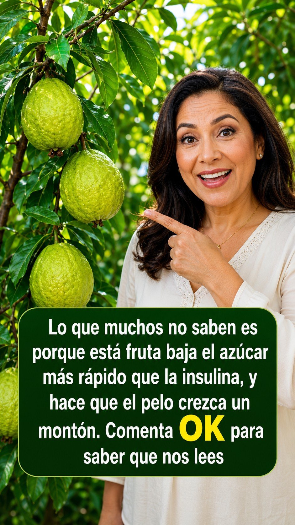 Persona señalando un árbol de guayaba