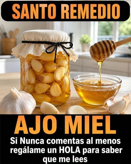 Frasco con dientes de ajo y miel