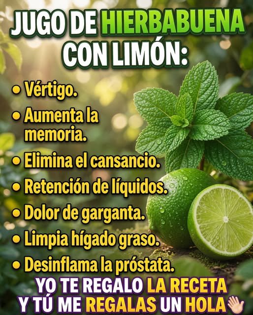Receta de jugo de hierbabuena con limón