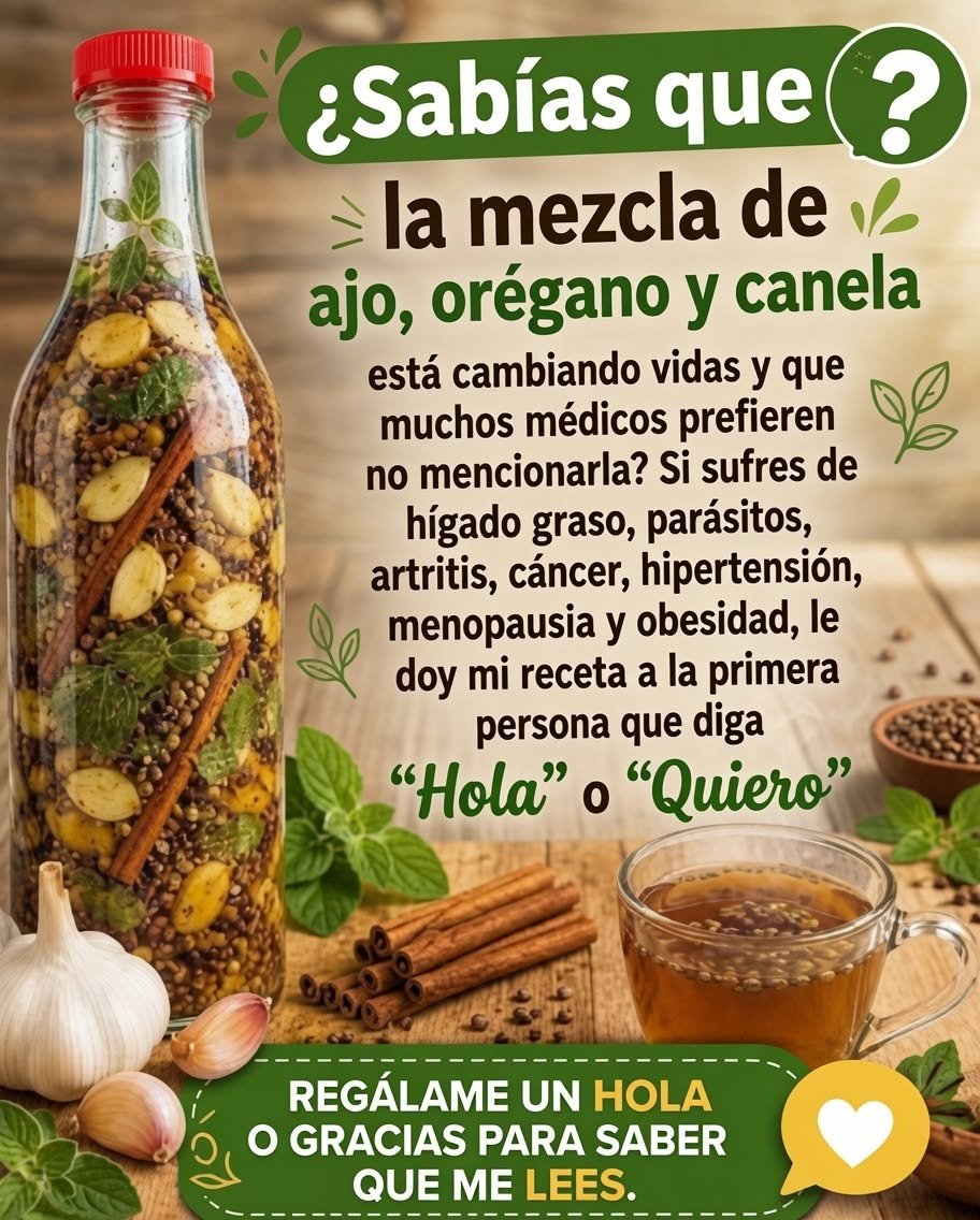Botella con ajo orégano y canela