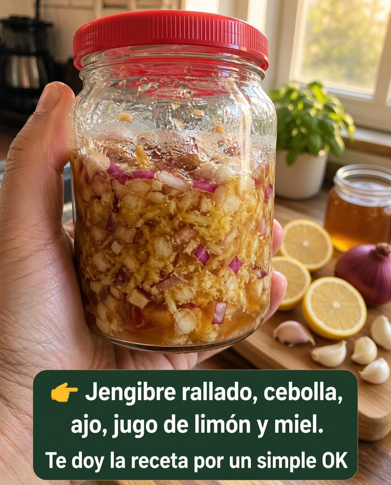 Remedio Natural con Jengibre Ajo Cebolla Limón y Miel