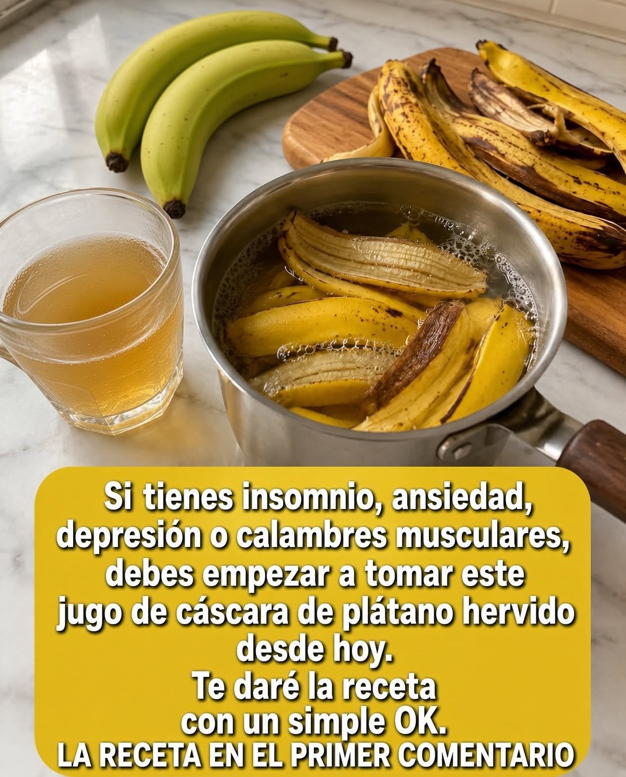 Jugo de cáscara de plátano hervido