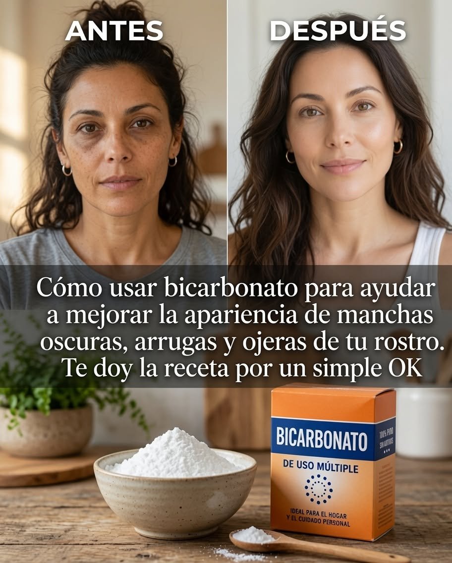 Antes y después del uso de bicarbonato de sodio en el rostro