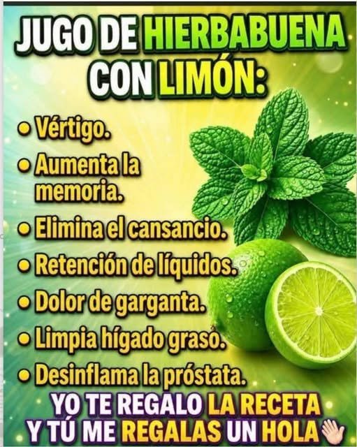 Jugo de hierbabuena con limón