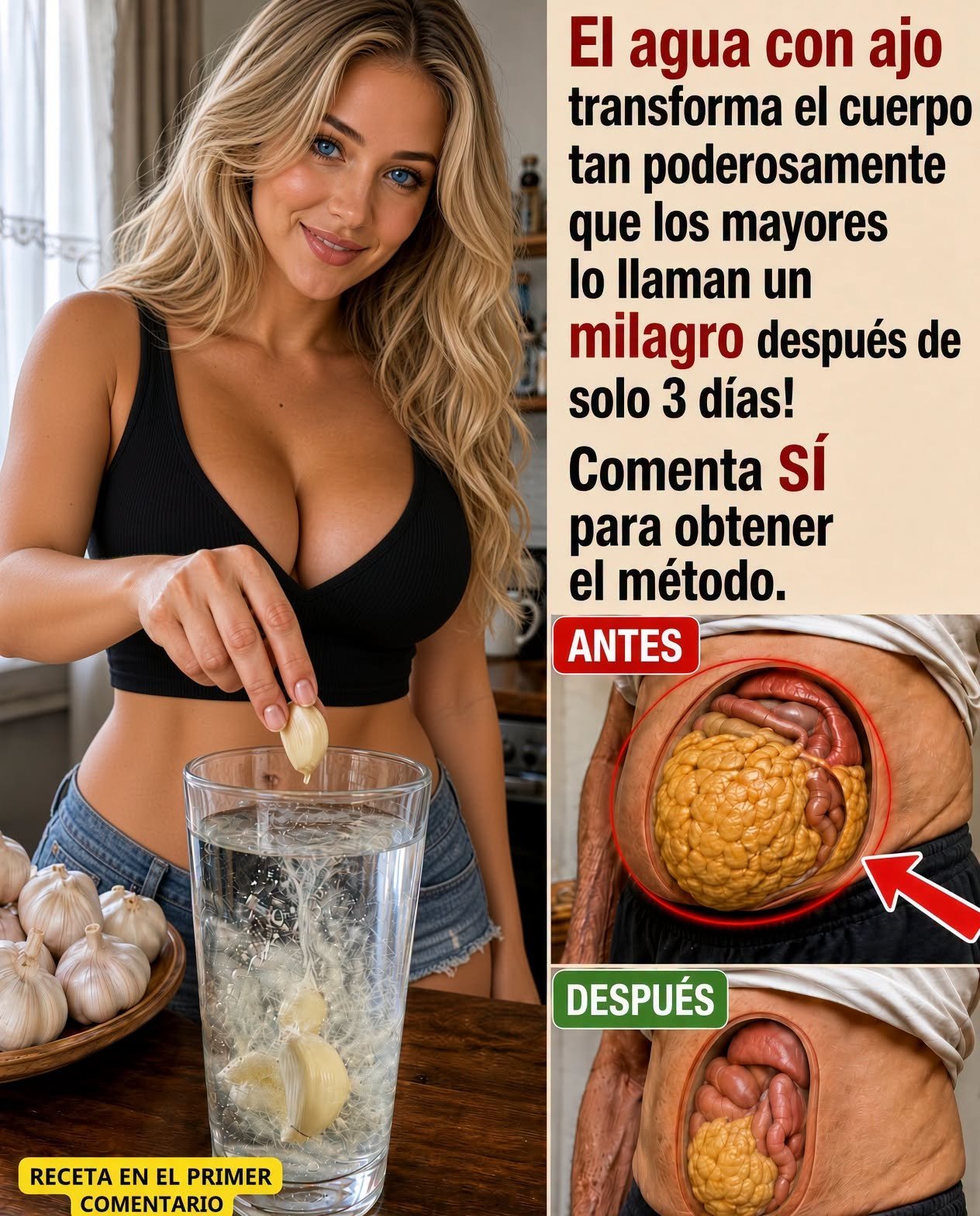 Preparación de agua con ajo
