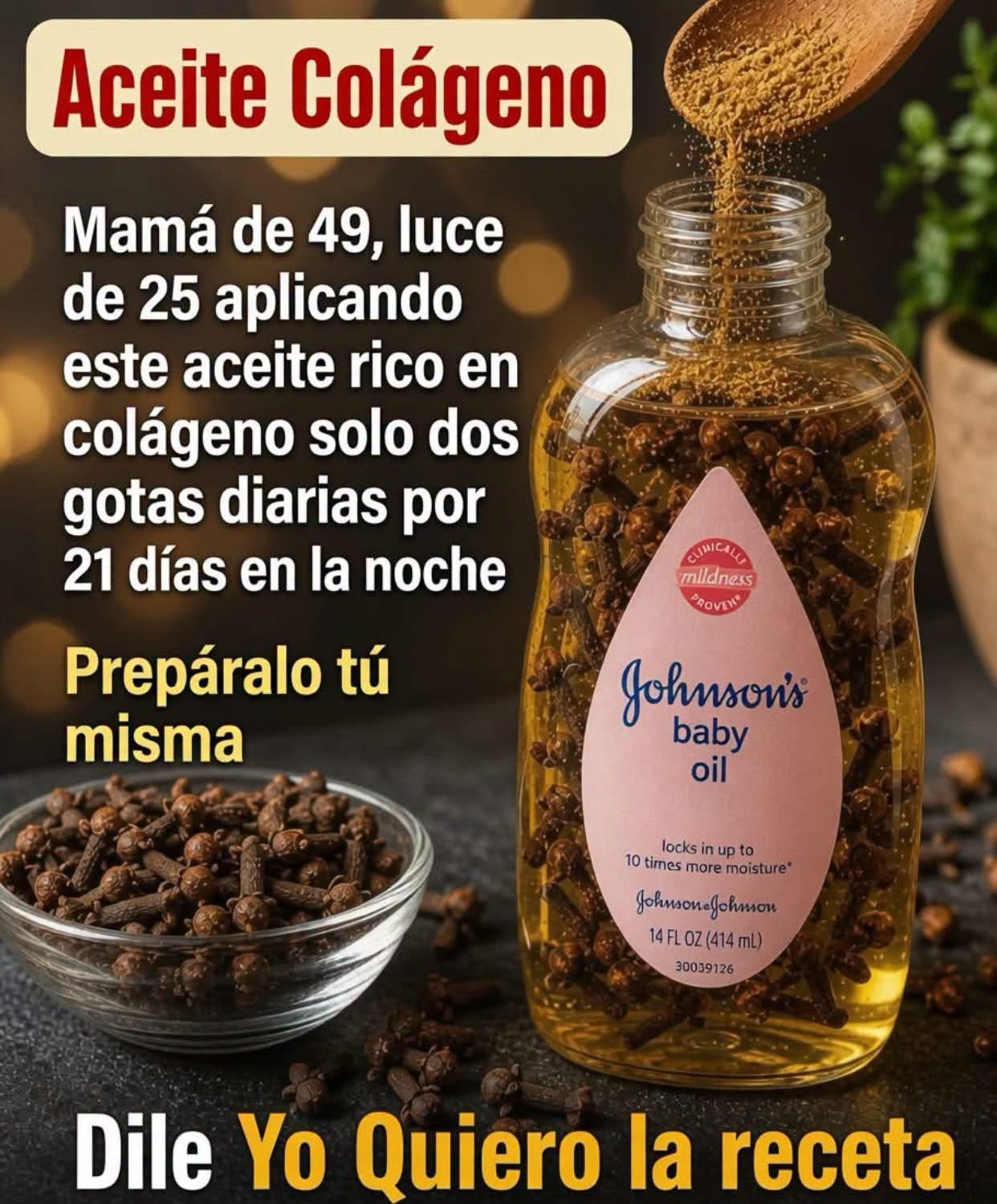 Aceite de coco con clavos de olor y cúrcuma