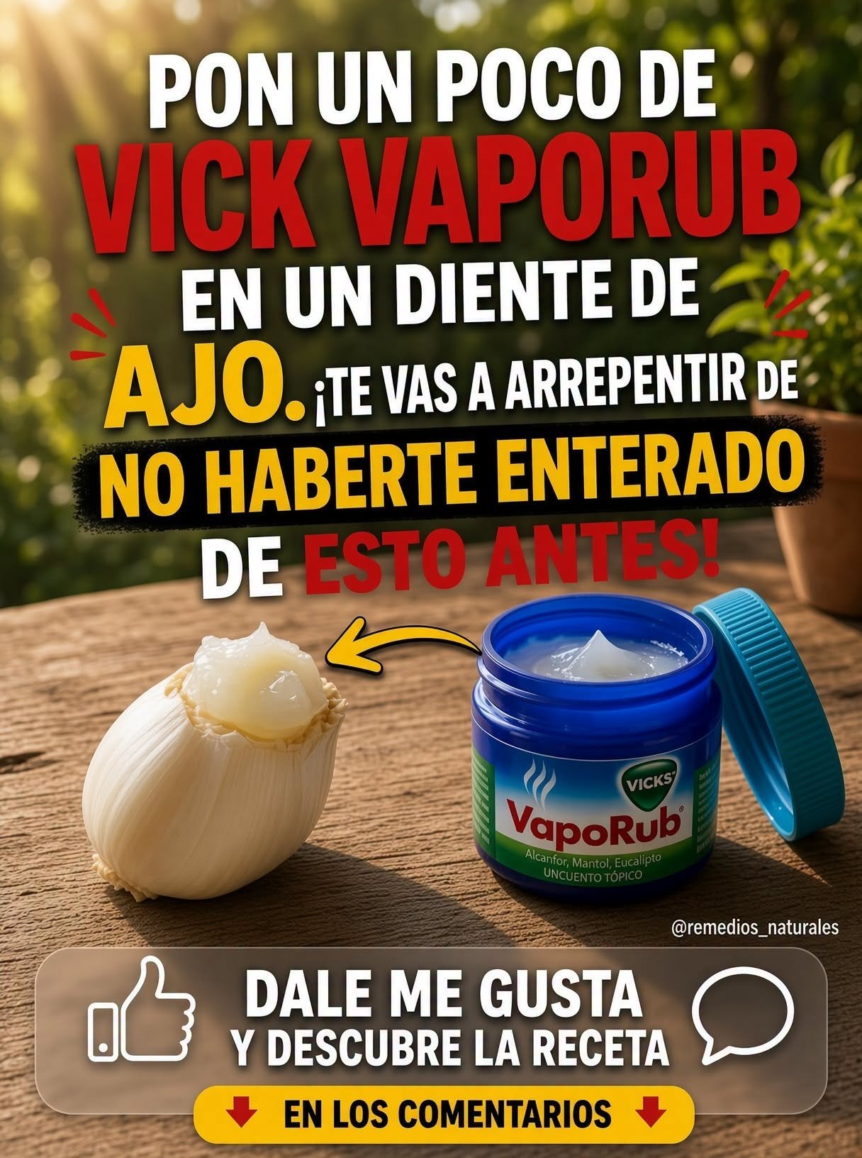 Combinación de Vicks VapoRub y ajo