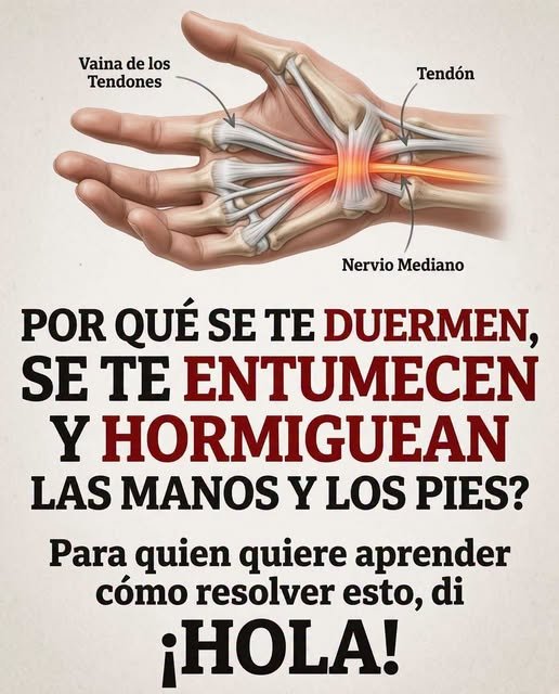 Ilustración de mano destacando anatomía relacionada con el entumecimiento