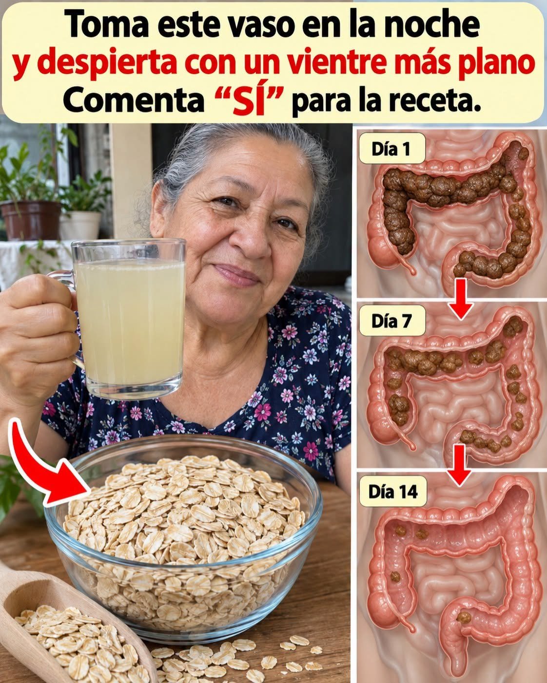Vaso de agua y avena