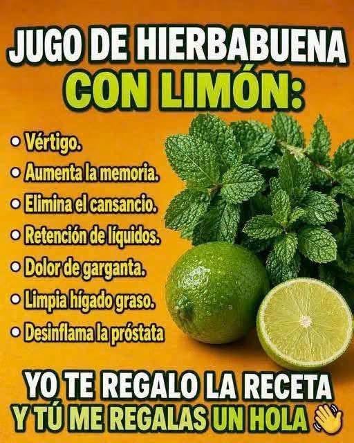 Jugo de hierbabuena con limón