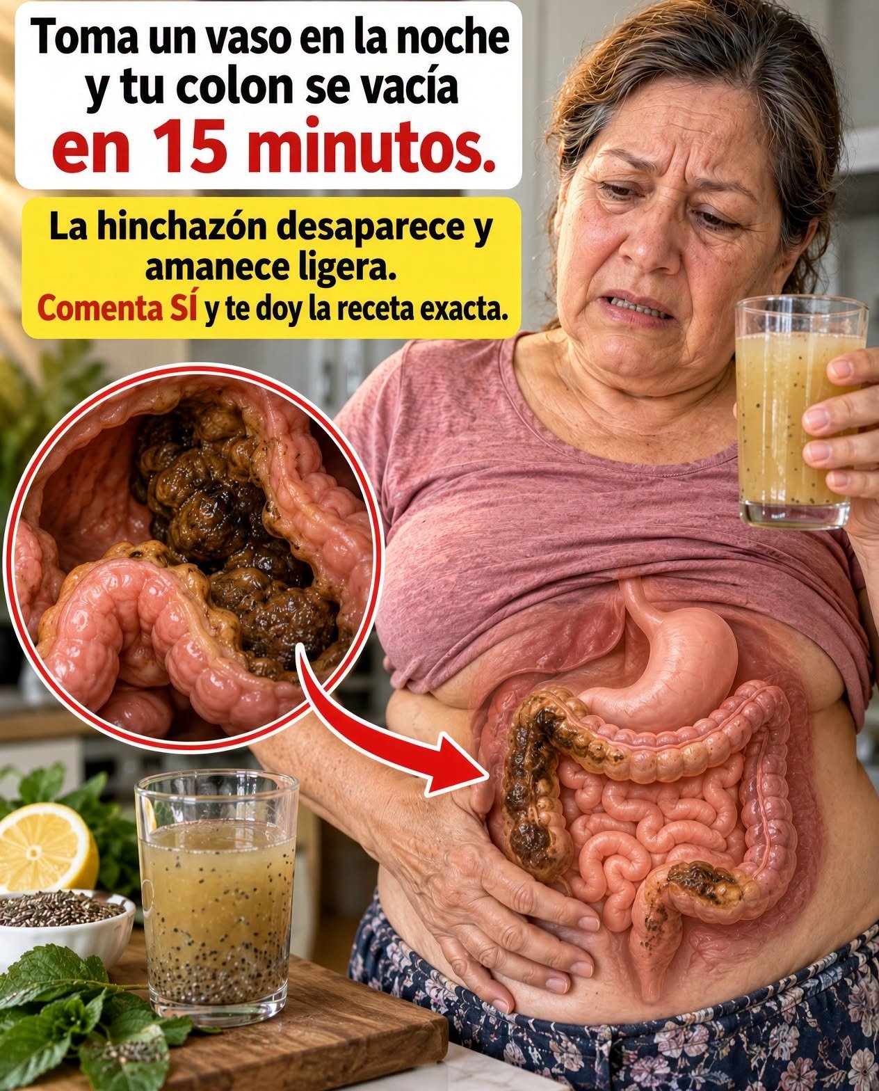 Bebida de chía, limón y menta para mejorar la digestión