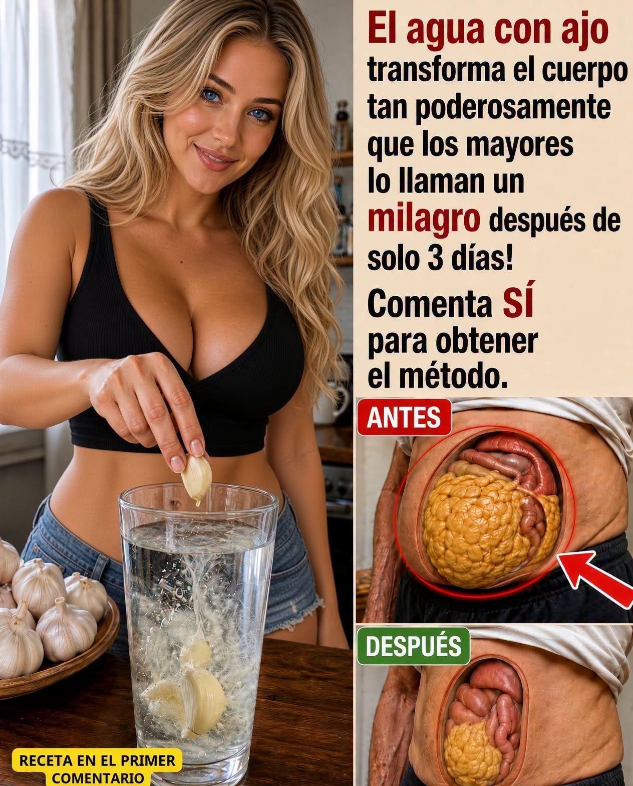 Preparando agua con ajo