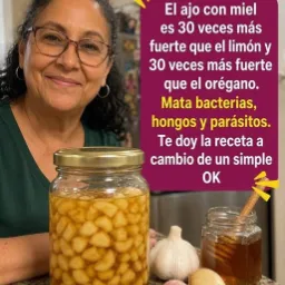 Ajo y miel en frasco