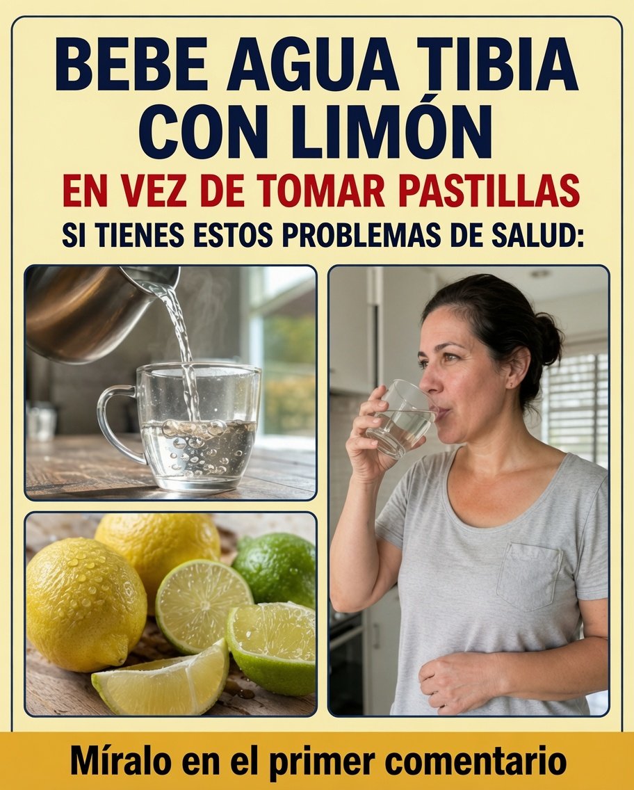 Preparando agua tibia con limón