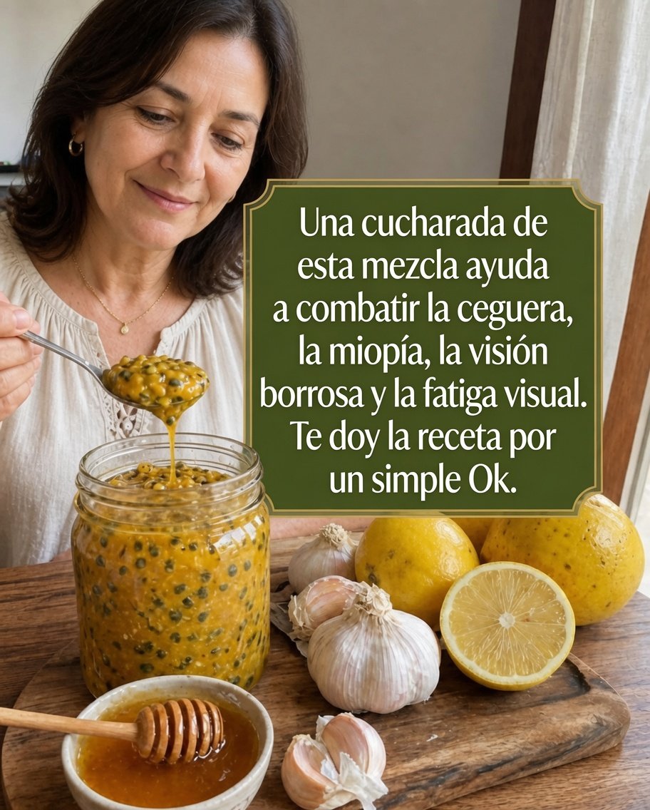 Mezcla natural de ajo, limón, maracuyá y miel