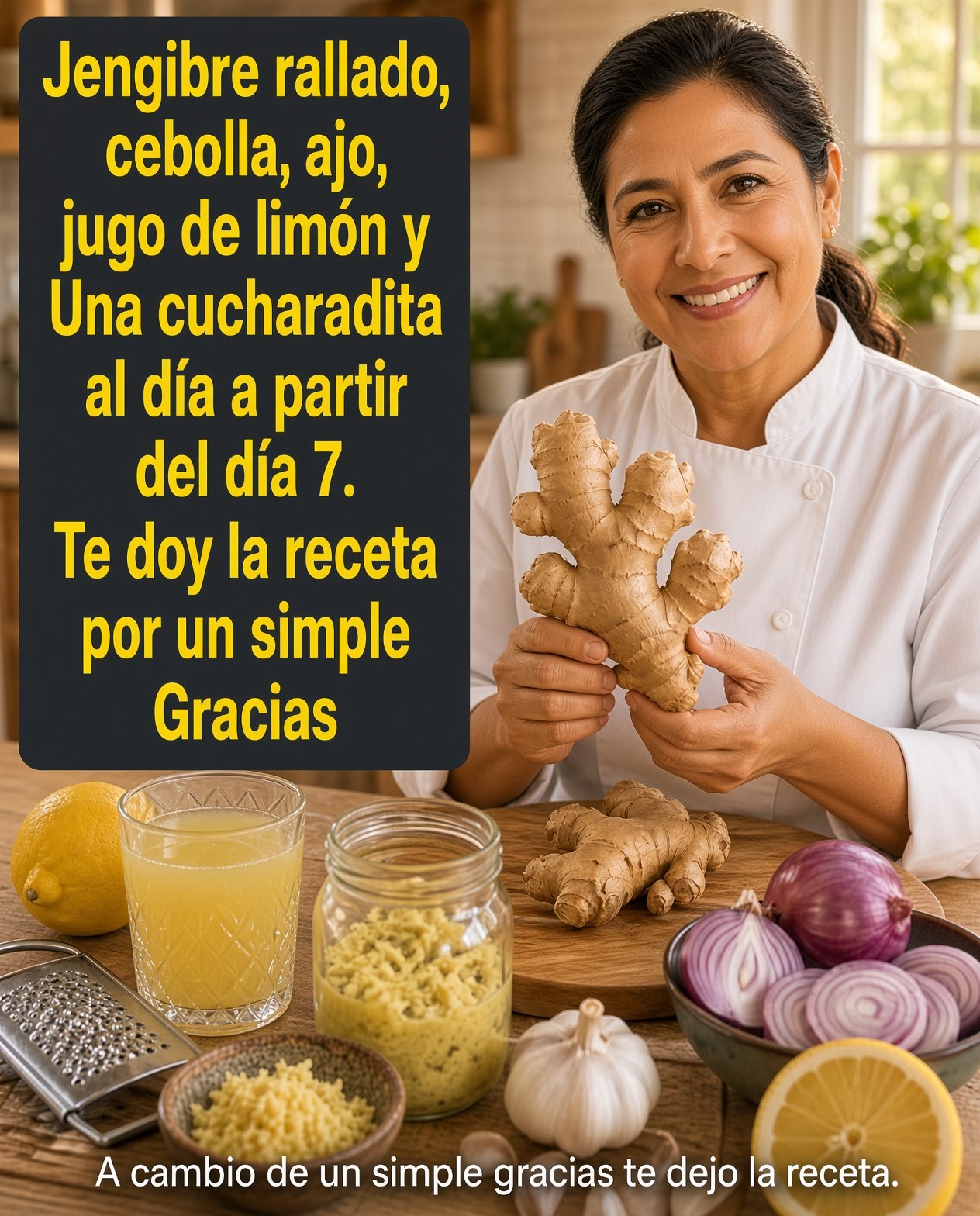Mezcla natural de jengibre ajo cebolla y limón