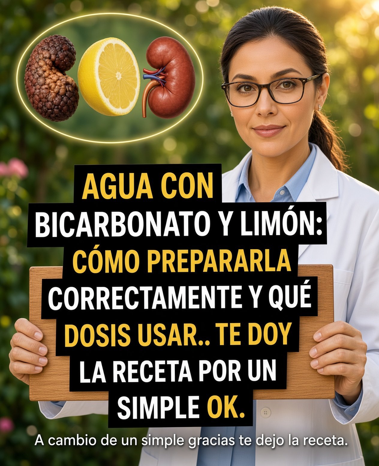 Bicarbonato y limón en agua
